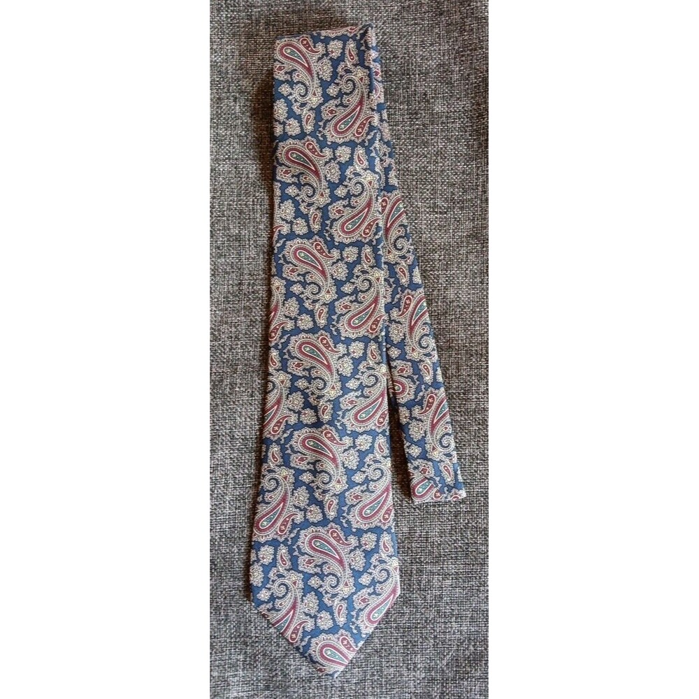 Tie 70s 80s 90s Y2K New Vintage Stock Mens Trophy Club Blue Red Paisley 59 Inch